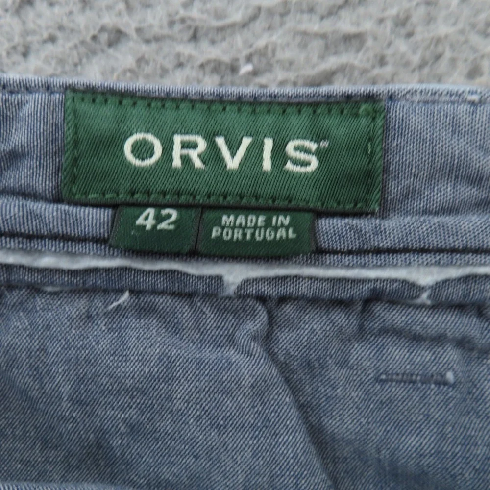 Orvis Shorts Mens 42 Blue White Stripe Seersucker Flat Front Golf - Picture 4 of 10